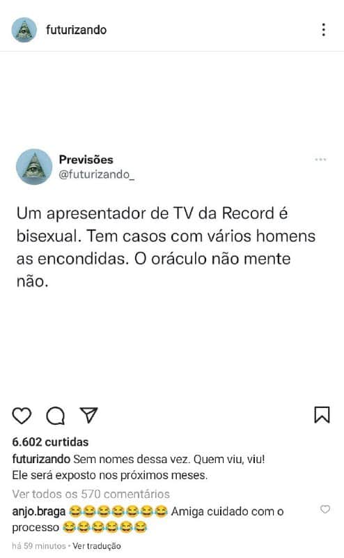 Apresentador da Record acabou sendo alvo de acusação (Foto: Reprodução) Apresentador da Record acabou sendo alvo de acusação (Foto: Reprodução)