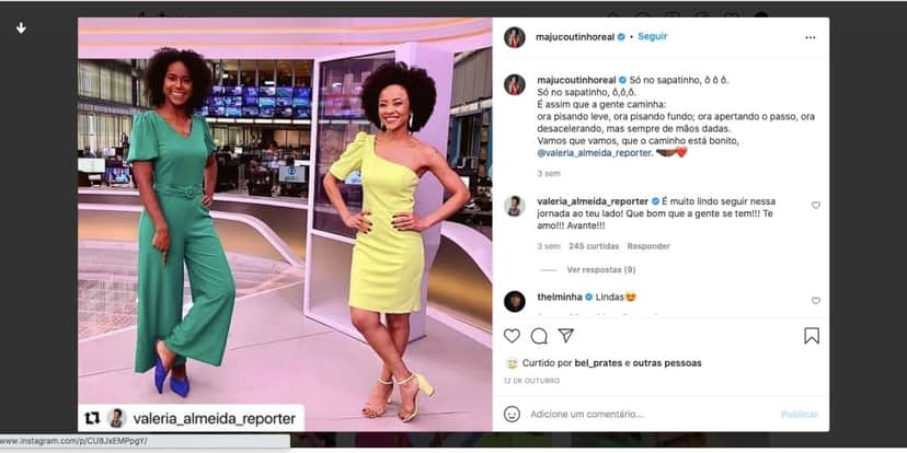 De acordo com Maju Coutinho, amiga sempre estará com ela (Reprodução) De acordo com Maju Coutinho, amiga sempre estará com ela (Reprodução)