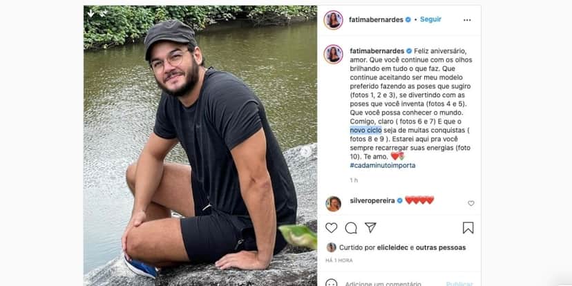 Fátima Bernardes declara amor para Túlio Gadelha (Reprodução) Fátima Bernardes declara amor para Túlio Gadelha (Reprodução)