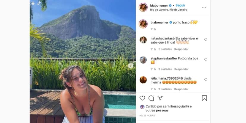De acordo com filha de Fátima Bernardes, seu ponto fraco é aproveitar dia de sol (Reprodução) De acordo com filha de Fátima Bernardes, seu ponto fraco é aproveitar dia de sol (Reprodução)