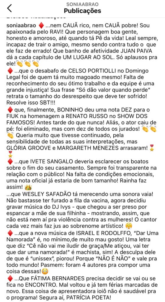 “Apresentadora iôiô”, Sonia Abrão solta o verbo contra Fátima, expõe nova saída da Globo e detona: “Desrespeito” “Apresentadora iôiô”, Sonia Abrão solta o verbo contra Fátima, expõe nova saída da Globo e detona: “Desrespeito”