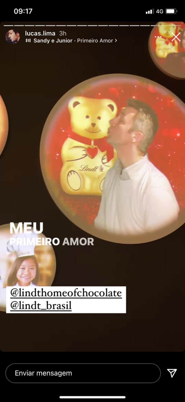 De acordo com Lucas Lima, ursinho da Lindt é seu primeiro amor (Reprodução) De acordo com Lucas Lima, ursinho da Lindt é seu primeiro amor (Reprodução)