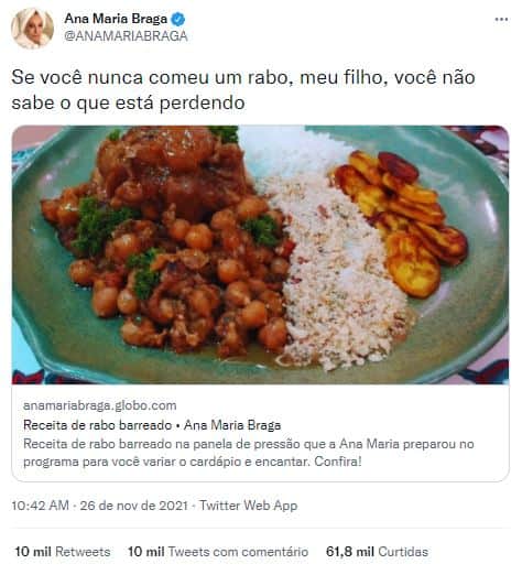 Ana Maria Braga fez brincadeira de duplo sentido (Foto: Reprodução/Twitter) Ana Maria Braga fez brincadeira de duplo sentido (Foto: Reprodução/Twitter)