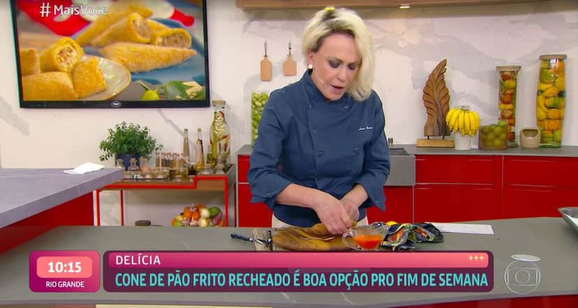 Ana Maria Braga preparou receita recusada por Talitha Morete no "Mais Você" (Foto: Reprodução/TV Globo) Ana Maria Braga preparou receita recusada por Talitha Morete no "Mais Você" (Foto: Reprodução/TV Globo)
