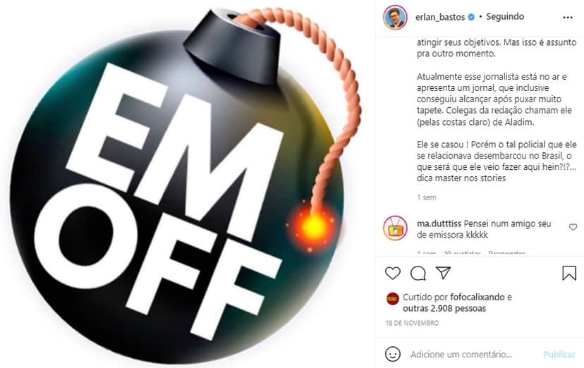 Âncora da Globo acabou sendo exposto (Foto: Reprodução/ Instagram) Âncora da Globo acabou sendo exposto (Foto: Reprodução/ Instagram)