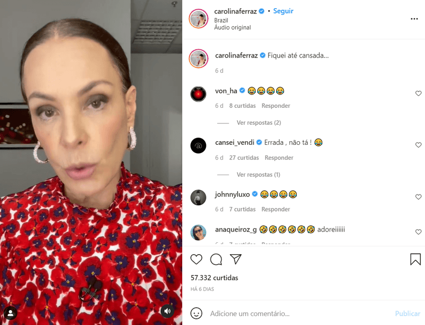 A jornalista Carolina Ferraz - Foto: Reprodução/Instagram