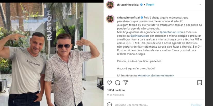 Chitãozinho, dupla de Xororó, aos 67 anos, passa por procedimento na cabeça e recebe agulhadas Chitãozinho, dupla de Xororó, aos 67 anos, passa por procedimento na cabeça e recebe agulhadas