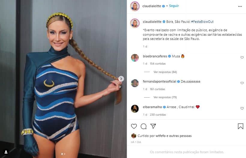 Claudia Leitte justificou quantidade de pessoas em show (Foto: Reprodução/Instagram) Claudia Leitte justificou quantidade de pessoas em show (Foto: Reprodução/Instagram)