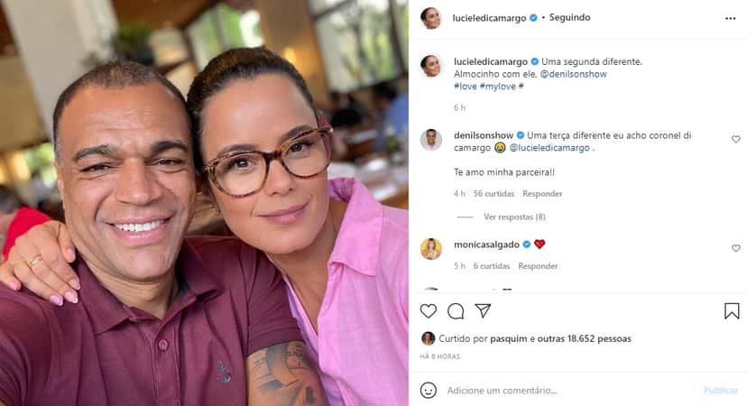 Denílson pocou com Luciele Di Camargo (Foto: Reprodução/ Instagram) Denílson pocou com Luciele Di Camargo (Foto: Reprodução/ Instagram)