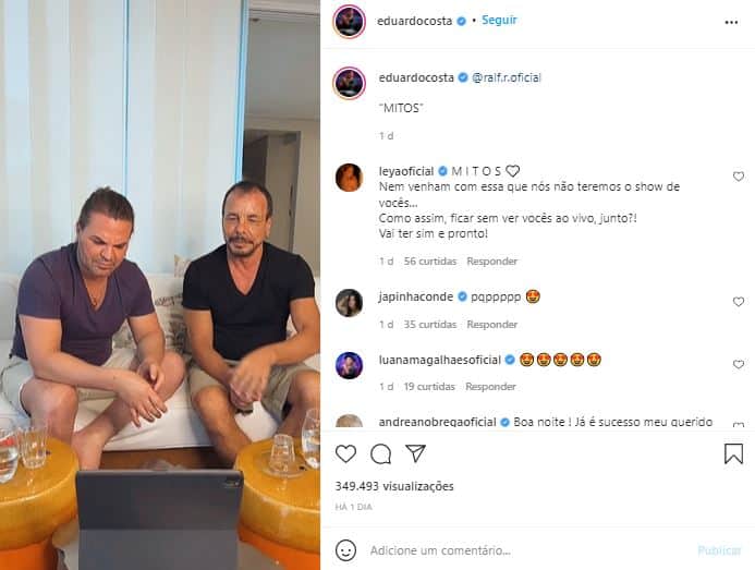 Eduardo Costa e Ralf podem se unir em novo projeto (Foto: Reprodução/Instagram) Eduardo Costa e Ralf podem se unir em novo projeto (Foto: Reprodução/Instagram)