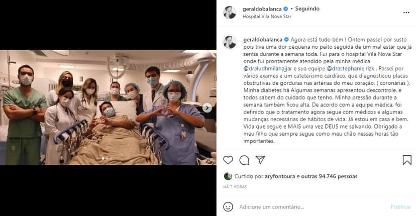 Geraldo Luís fez relato sobre seu real estado de saúde (Foto: Reprodução/ Instagram) Geraldo Luís fez relato sobre seu real estado de saúde (Foto: Reprodução/ Instagram)
