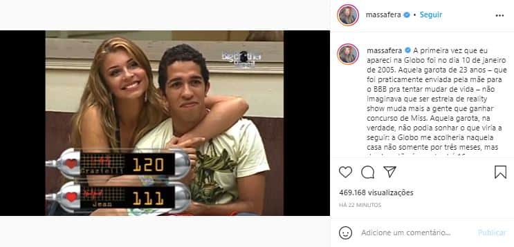 Grazi Massafera relembrou estreia no "BBB5" em post de demissão da Globo (Foto: Reprodução/Instagram) Grazi Massafera relembrou estreia no "BBB5" em post de demissão da Globo (Foto: Reprodução/Instagram)