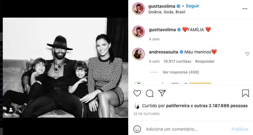 Gusttavo Lima mostra família completa - Reprodução Gusttavo Lima mostra família completa - Reprodução