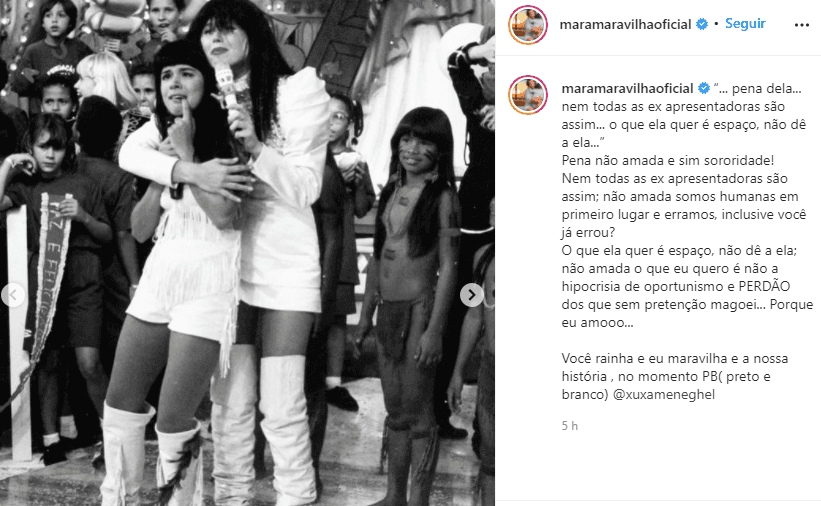 Mara dá suas alfinetadas na Xuxa novamente no Instagram (Foto: Reprodução) Mara dá suas alfinetadas na Xuxa novamente no Instagram (Foto: Reprodução)