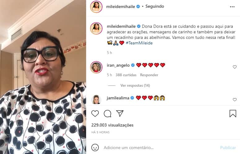Mãe de Mileide Mihaile gravou vídeo e falou sobre seu estado de saúde (Foto: Reprodução/ Instagram) Mãe de Mileide Mihaile gravou vídeo e falou sobre seu estado de saúde (Foto: Reprodução/ Instagram)