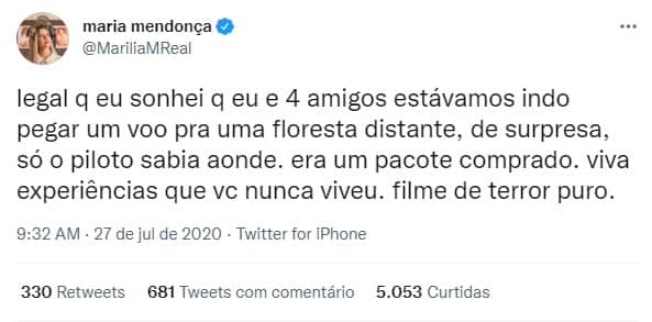 Marília Mendonça teria sonhado em avião com quatro amigos (Foto: Reprodução) Marília Mendonça teria sonhado em avião com quatro amigos (Foto: Reprodução)