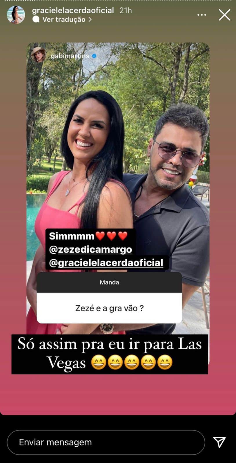 Graciele Lacerda, após ver Zezé lado a lado com Zilu, arruma as malas e anuncia saída do país: "O mais difícil" Graciele Lacerda, após ver Zezé lado a lado com Zilu, arruma as malas e anuncia saída do país: "O mais difícil"