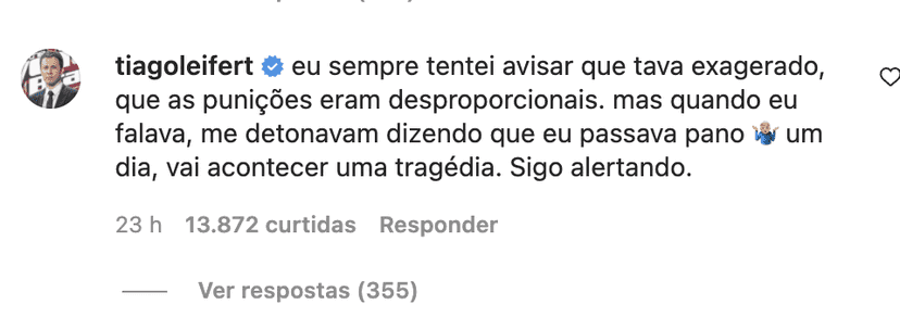 Tiago Leifert também deixa comentário na publicação ( Foto: Reprodução/ Instagram) Tiago Leifert também deixa comentário na publicação ( Foto: Reprodução/ Instagram)