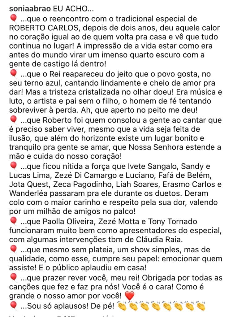 “Doeu”, Sonia Abrão vai ao chão com notícia sobre Roberto Carlos e desaba: “Que aperto no peito me deu” “Doeu”, Sonia Abrão vai ao chão com notícia sobre Roberto Carlos e desaba: “Que aperto no peito me deu”