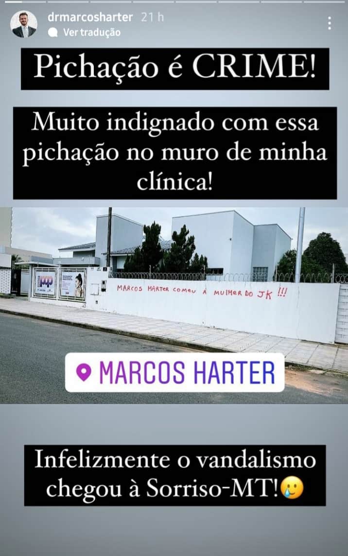 Publicação de Marcos Harter nos Stories (Foto: Reprodução/Instagram) Publicação de Marcos Harter nos Stories (Foto: Reprodução/Instagram)
