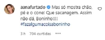 Comentário de Ana Furtado na publicação de Boninho (Foto: Reprodução)