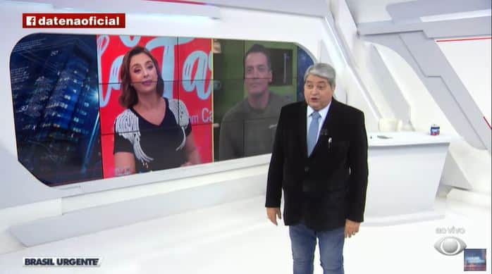 Datena, Catia Fonseca e Leo Dias no "Brasil Urgente" (Foto: Reprodução/Band) Datena, Catia Fonseca e Leo Dias no "Brasil Urgente" (Foto: Reprodução/Band)