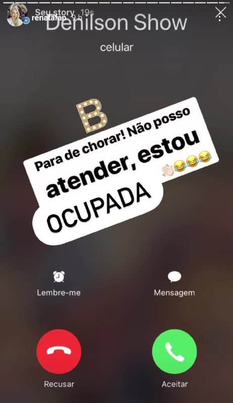 Denílson fez ligação para Renata Fan durante a madrugada (Foto: Reprodução) Denílson fez ligação para Renata Fan durante a madrugada (Foto: Reprodução)