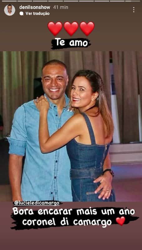 Denílson se declarou para sua esposa (Foto: Reprodução) Denílson se declarou para sua esposa (Foto: Reprodução)
