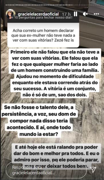Graciele Lacerda defende Zezé em escândalo com Zilu - Foto: Reprodução Graciele Lacerda defende Zezé em escândalo com Zilu - Foto: Reprodução