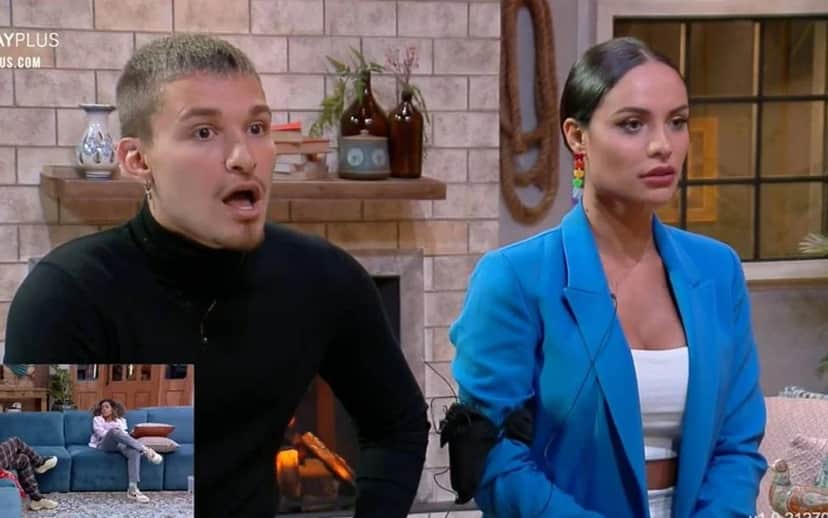MC Gui e Aline Mineiro se chocam com as notícias da separações fora do reality (Foto: Reprodução/ PlayPlus) MC Gui e Aline Mineiro se chocam com as notícias da separações fora do reality (Foto: Reprodução/ PlayPlus)