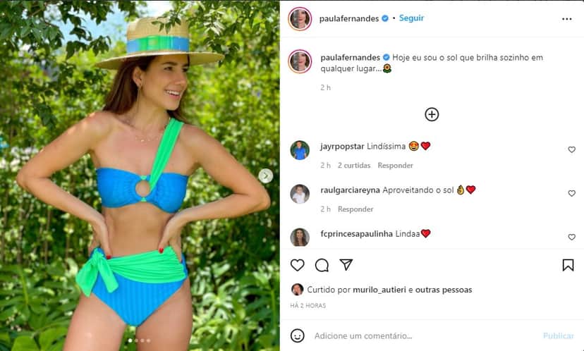 Paula Fernandes esbanja boa forma com biquíni estiloso - Foto: Reprodução Paula Fernandes esbanja boa forma com biquíni estiloso - Foto: Reprodução