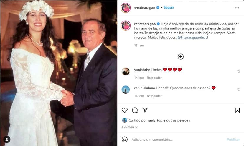 Renato Aragão relembra anos com a esposa e faz declaração romântica - Foto: Reprodução/Instagram Renato Aragão relembra anos com a esposa e faz declaração romântica - Foto: Reprodução/Instagram