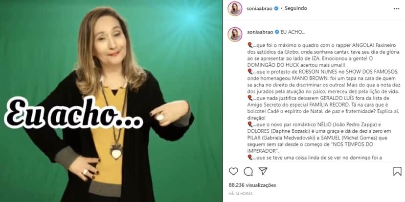 "Nada justifica", Sonia Abrão solta o verbo e detona Record por descartar Geraldo Luís: "Cadê o espírito de paz?" "Nada justifica", Sonia Abrão solta o verbo e detona Record por descartar Geraldo Luís: "Cadê o espírito de paz?"