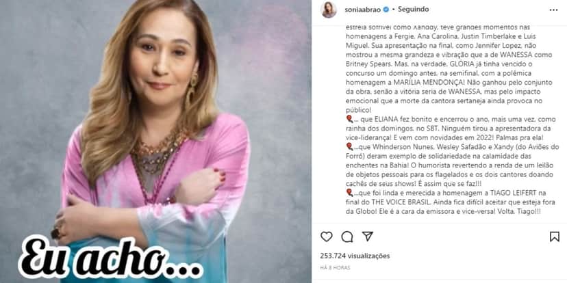 "Fez bonito", Sonia Abrão expõe desfecho de Eliana no SBT, diz o que pensa e confirma: "Encerrou" "Fez bonito", Sonia Abrão expõe desfecho de Eliana no SBT, diz o que pensa e confirma: "Encerrou"