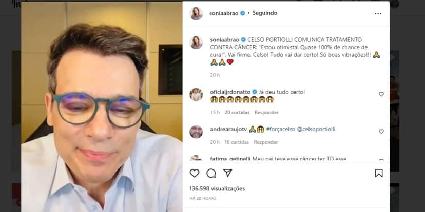 "Tratamento contra câncer", Sonia Abrão dá notícia sobre Celso Portiolli e faz pedido: "Boas vibrações" "Tratamento contra câncer", Sonia Abrão dá notícia sobre Celso Portiolli e faz pedido: "Boas vibrações"