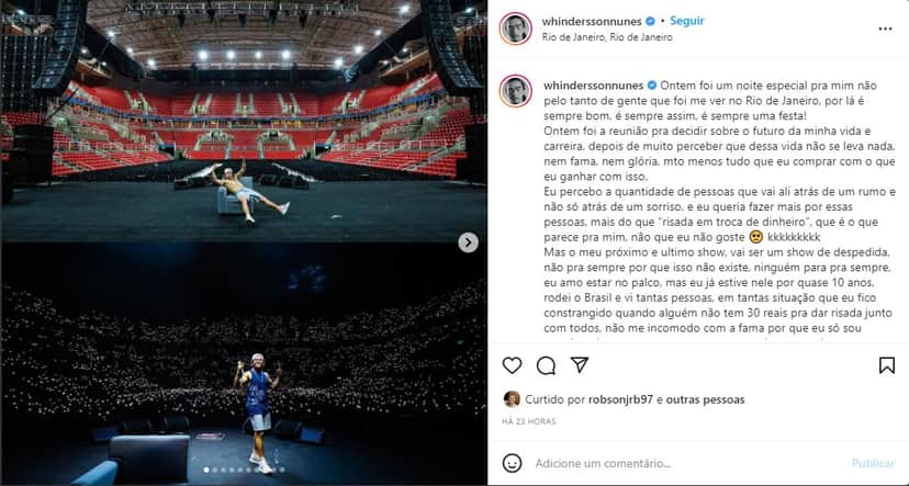 Whindersson Nunes divulga textão de despedida nas redes sociais - Foto: Reprodução