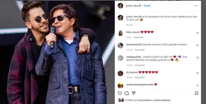 Júnior homenageou Xororó nas redes sociais Júnior homenageou Xororó nas redes sociais