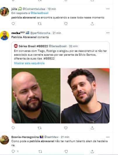 Internautas relacionaram Patricia Abravanel a conversa de Tiago e Rodrigo Internautas relacionaram Patricia Abravanel a conversa de Tiago e Rodrigo