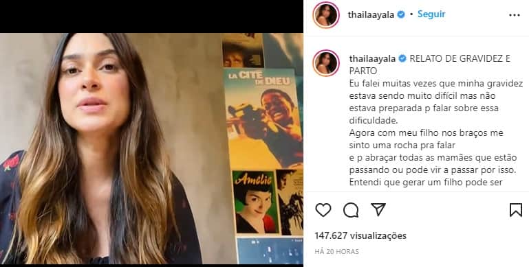 Thaila Ayala publica video revelador em suas redes sociais sobre sua gravidez (Reprodução/ Instagram) Thaila Ayala publica video revelador em suas redes sociais sobre sua gravidez (Reprodução/ Instagram)