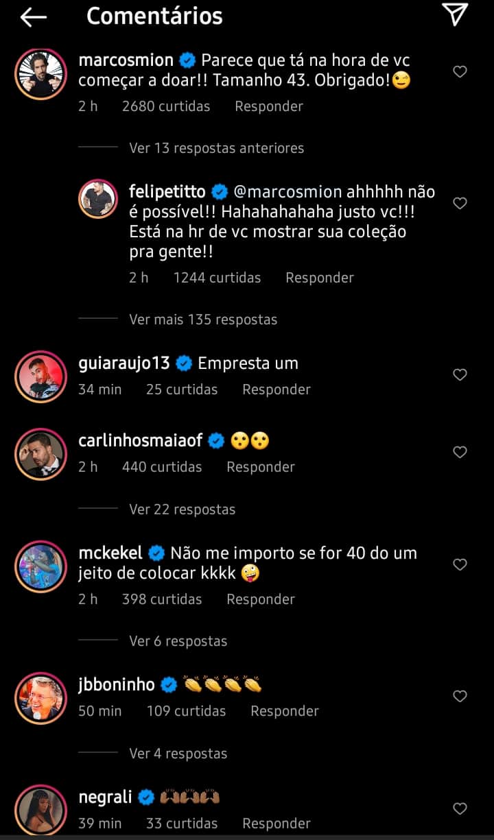 Comentários da publicação (Foto: Reprodução) Comentários da publicação (Foto: Reprodução)