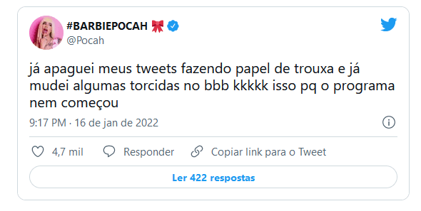 Pocah e arrependeu de torcer para Linn da Quebrada (Foto: Reprodução / Internet) Pocah e arrependeu de torcer para Linn da Quebrada (Foto: Reprodução / Internet)