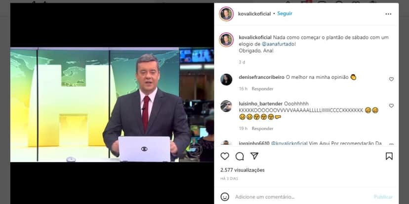 Roberto Kovalick recebe declaração na TV e expõe relação com jornalista da Globo: "É tudo de bom" Roberto Kovalick recebe declaração na TV e expõe relação com jornalista da Globo: "É tudo de bom"