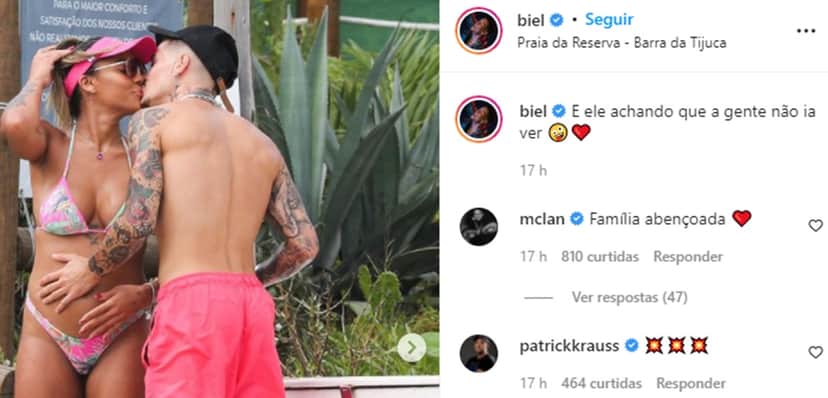 Biel e Tays Reis em praia do RJ (Reprodução/ Instagram) Biel e Tays Reis em praia do RJ (Reprodução/ Instagram)