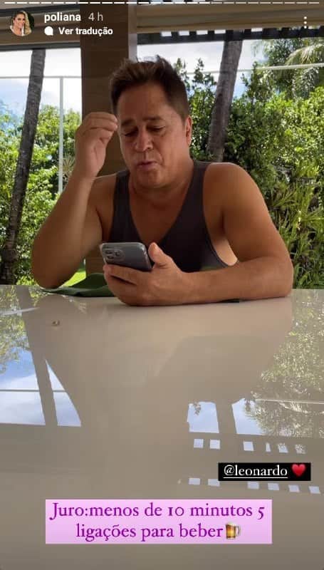 Poliana Rocha tem tentado controlar o vício de Leonardo na cachaça (Foto: Reprodução) Poliana Rocha tem tentado controlar o vício de Leonardo na cachaça (Foto: Reprodução)