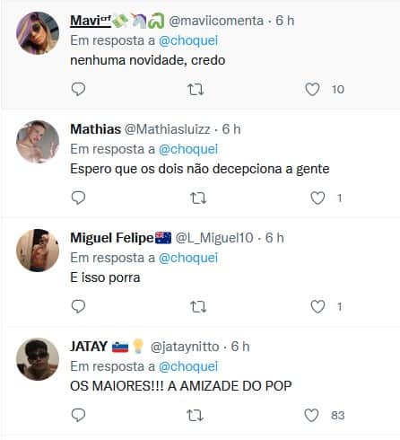 Comentários dos fãs do BBB22 sobre o encontro de Eslovênia e Vyni (Foto: Reprodução / Internet) Comentários dos fãs do BBB22 sobre o encontro de Eslovênia e Vyni (Foto: Reprodução / Internet)