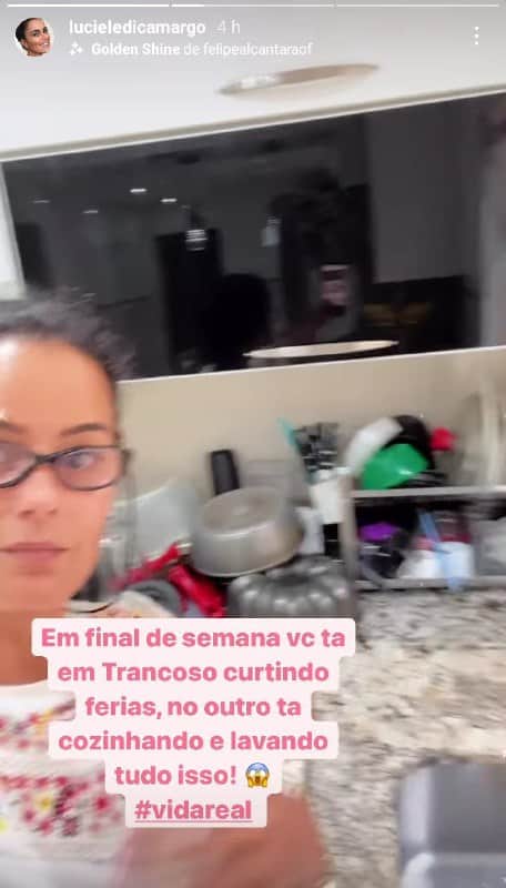 Luciele Di Camargo resolveu expor sua rotina em casa (Foto: Reprodução) Luciele Di Camargo resolveu expor sua rotina em casa (Foto: Reprodução)