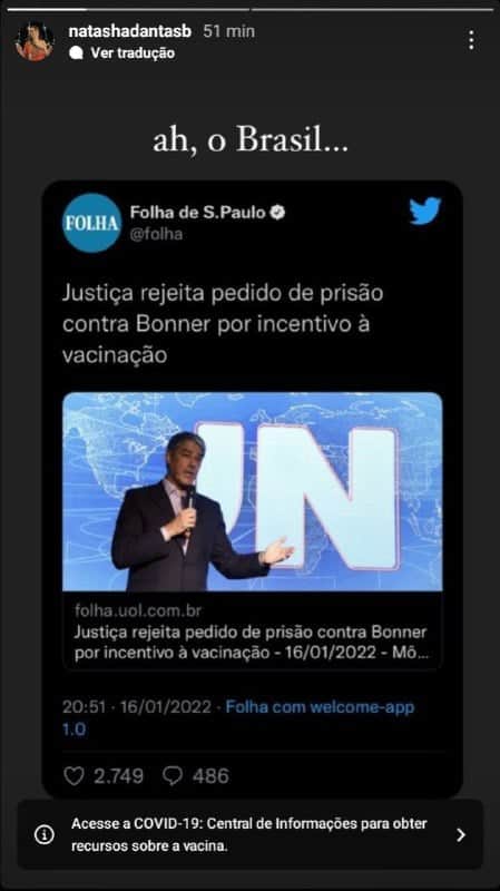 Esposa de William Bonner decidiu se pronunciar sobre pedido de prisão do marido (Foto: Reprodução) Esposa de William Bonner decidiu se pronunciar sobre pedido de prisão do marido (Foto: Reprodução)