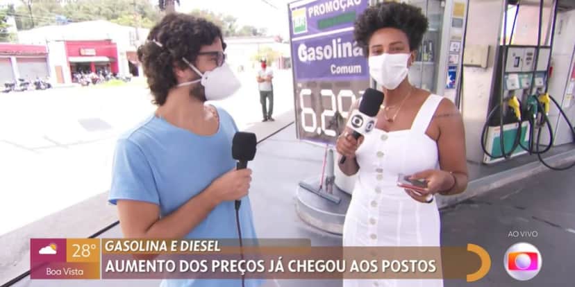 Entrevistado declarou "Fora Bolsonaro" no "Encontro" (Foto: Reprodução/TV Globo) Entrevistado declarou "Fora Bolsonaro" no "Encontro" (Foto: Reprodução/TV Globo)