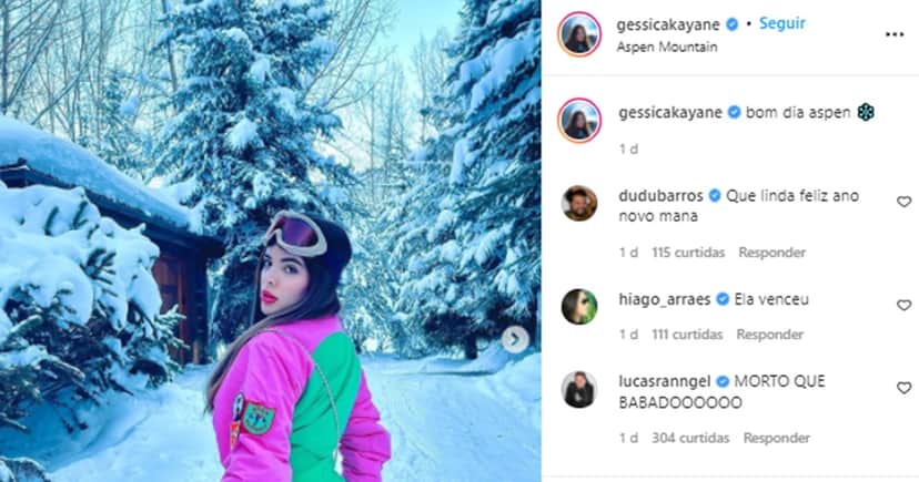 Gkay posta no Instagram: "Bom dia, Aspen" em viagem de férias com Anitta (Foto: Reprodução/ Instagram) Gkay posta no Instagram: "Bom dia, Aspen" em viagem de férias com Anitta (Foto: Reprodução/ Instagram)