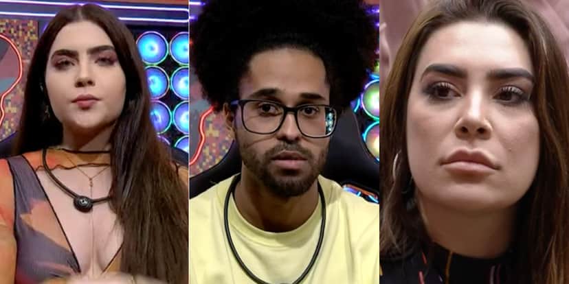 Jade, Luciano e Natália estão no paredão do BBB22 (Foto: Reprodução) Jade, Luciano e Natália estão no paredão do BBB22 (Foto: Reprodução)